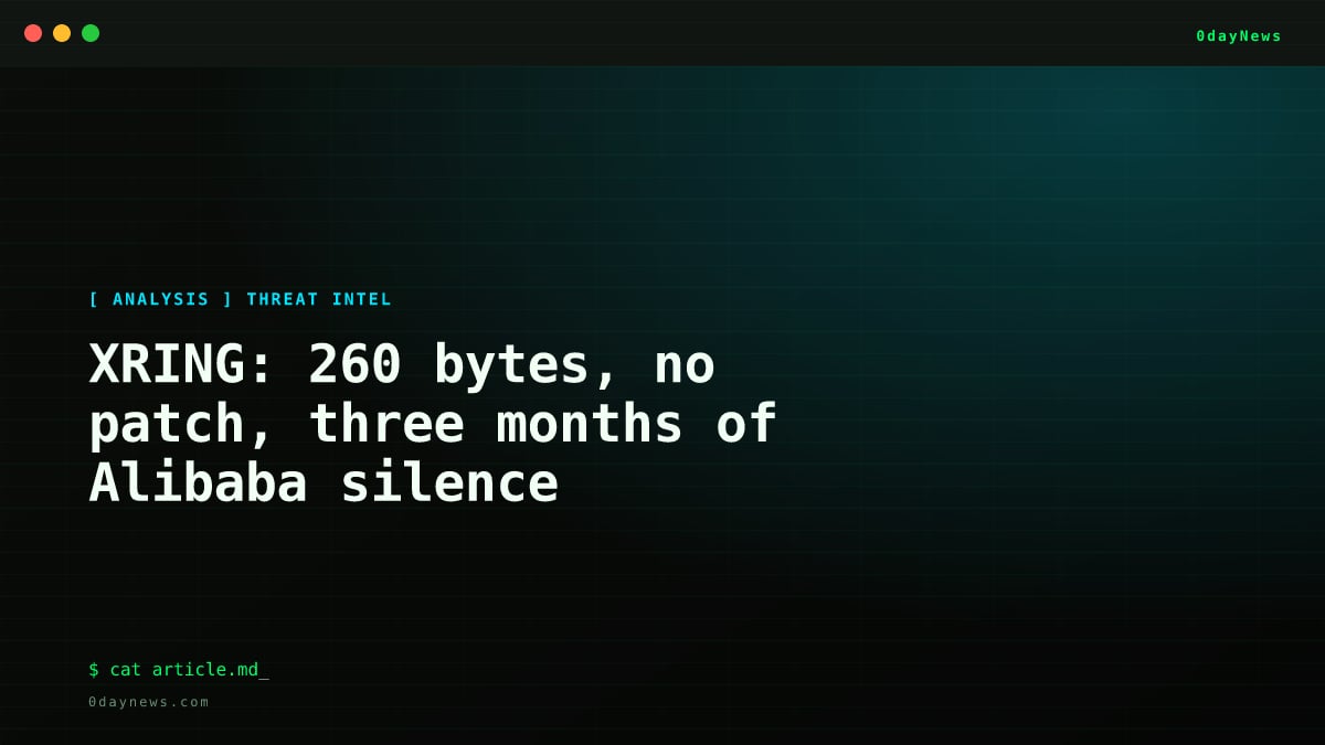 XRING: 260 bytes, no patch, three months of Alibaba silence