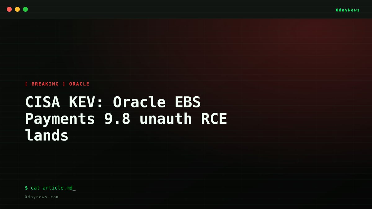 CISA KEV: Oracle EBS Payments 9.8 unauth RCE lands