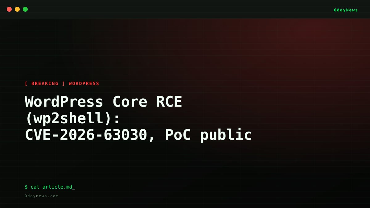 WordPress Core RCE (wp2shell): CVE-2026-63030, PoC public