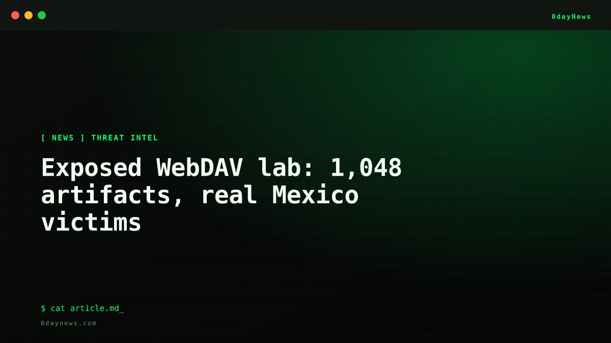 Exposed WebDAV lab: 1,048 artifacts, real Mexico victims