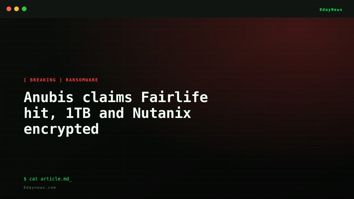 Anubis claims Fairlife hit, 1TB and Nutanix encrypted