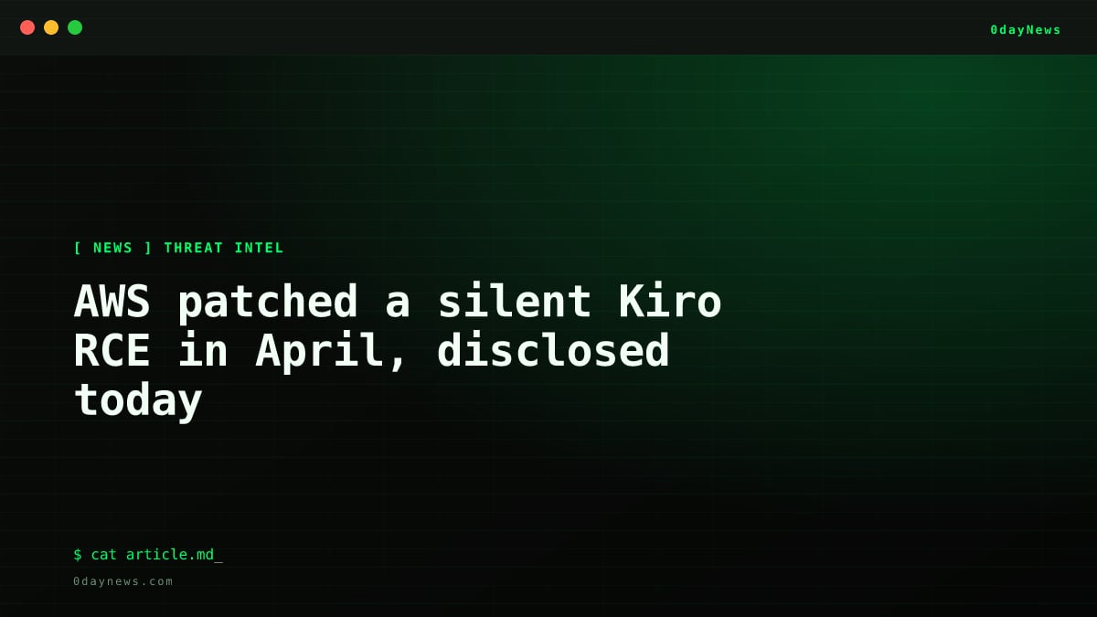 AWS patched a silent Kiro RCE in April, disclosed today