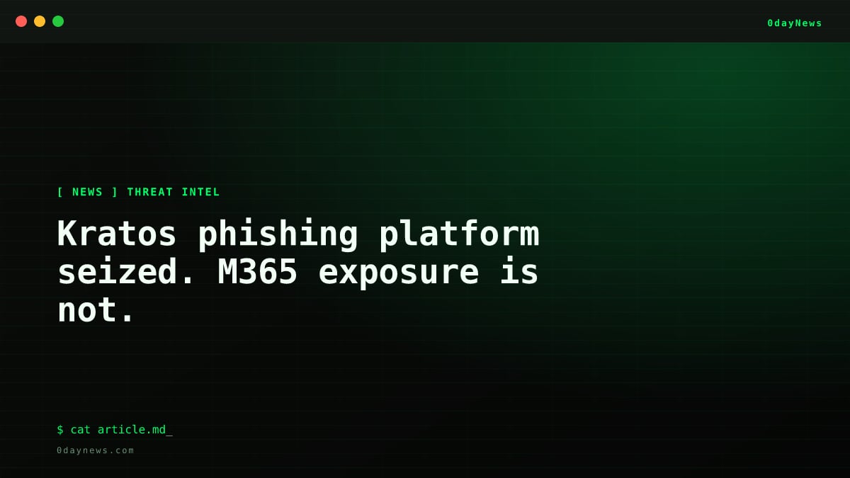 Kratos phishing platform seized. M365 exposure is not.