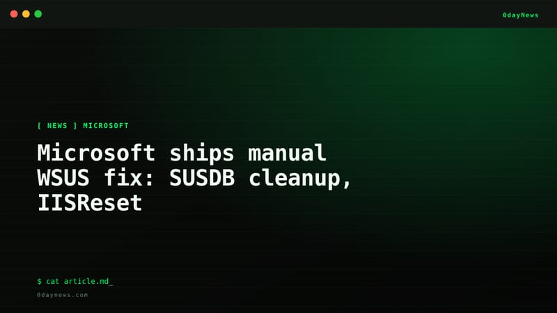 Microsoft ships manual WSUS fix: SUSDB cleanup, IISReset