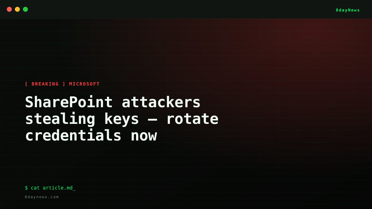 SharePoint attackers stealing keys — rotate credentials now
