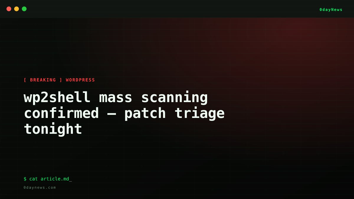 wp2shell mass scanning confirmed — patch triage tonight