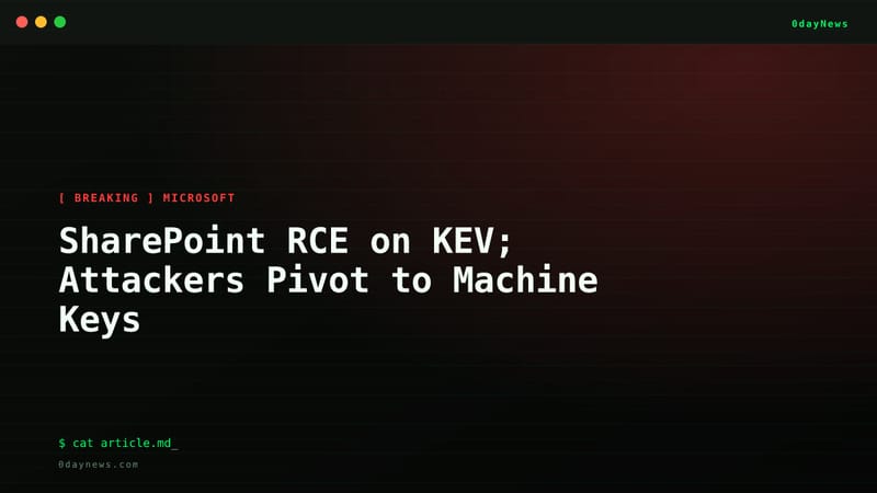 SharePoint RCE on KEV; Attackers Pivot to Machine Keys