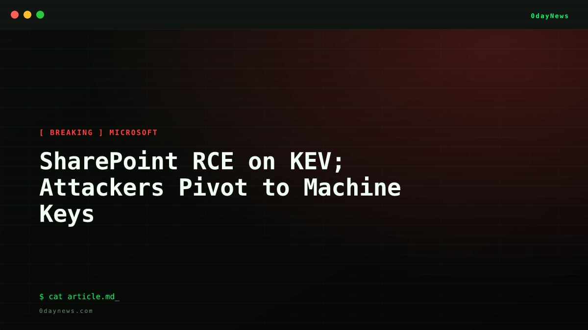 SharePoint RCE on KEV; Attackers Pivot to Machine Keys