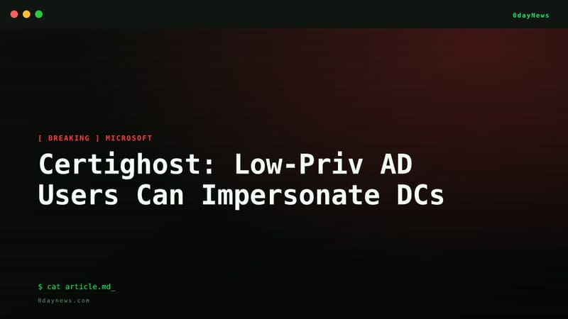 Certighost: Low-Priv AD Users Can Impersonate DCs