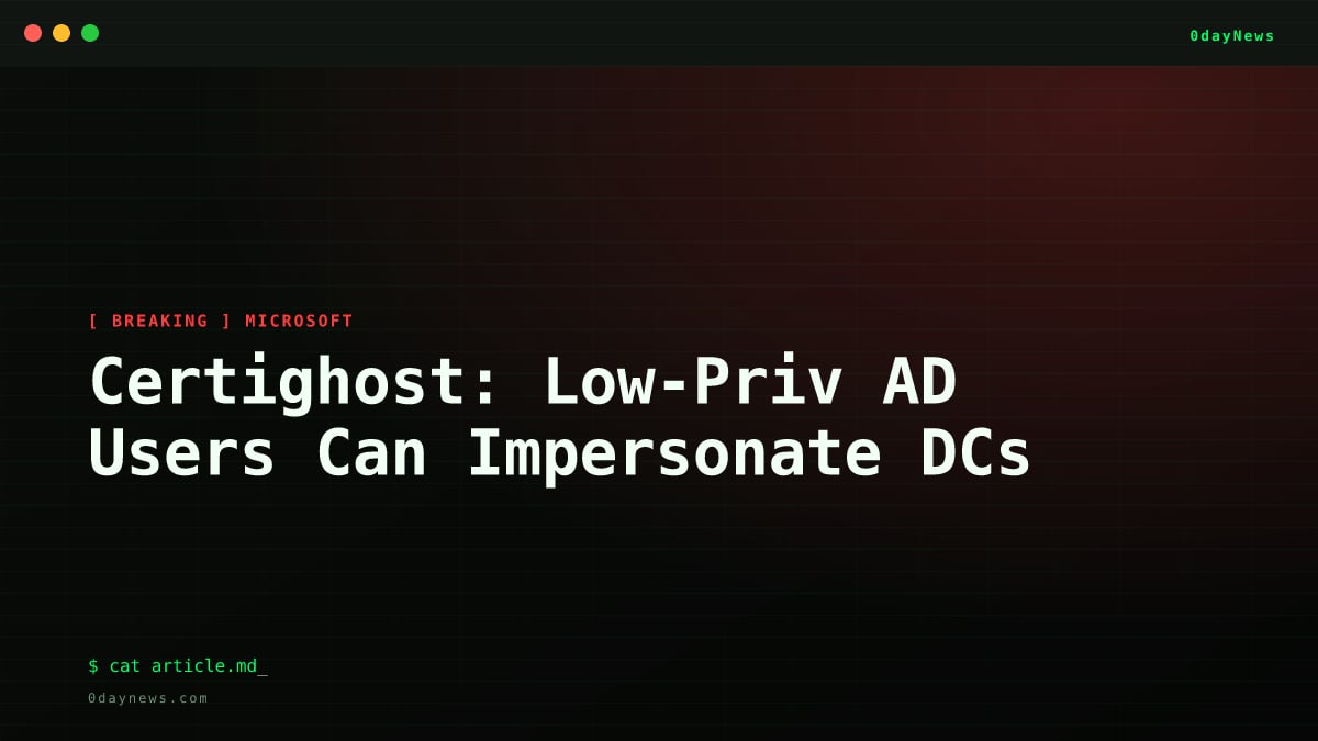 Certighost: Low-Priv AD Users Can Impersonate DCs