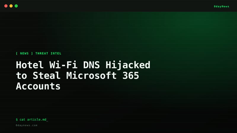 Hotel Wi-Fi DNS Hijacked to Steal Microsoft 365 Accounts