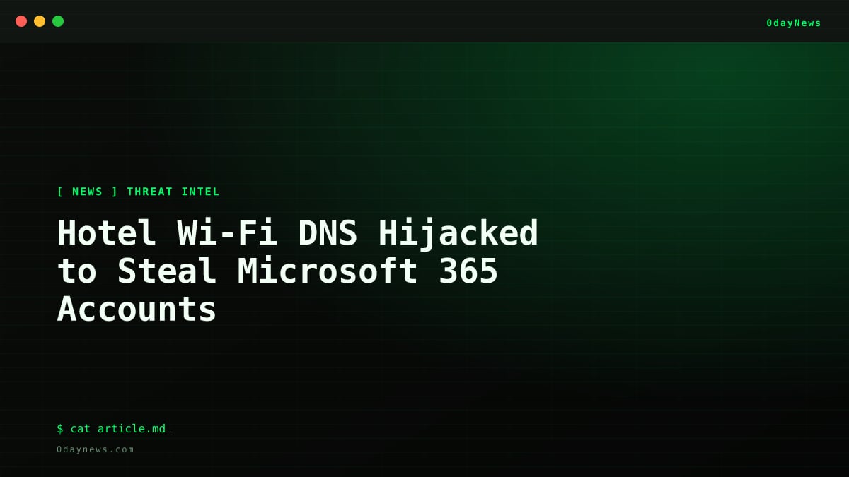 Hotel Wi-Fi DNS Hijacked to Steal Microsoft 365 Accounts